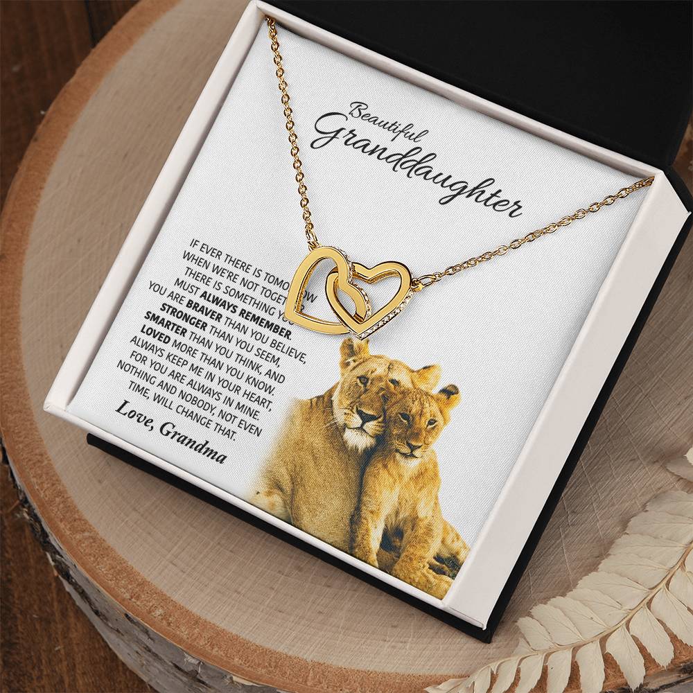 Love Gift For Granddaughters From Grandma - Interlocking Hearts Necklace