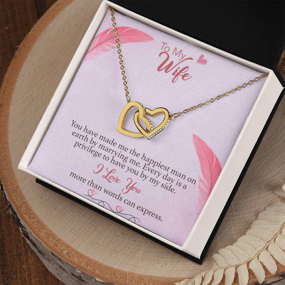 To Wife Interlocking Hearts Necklace