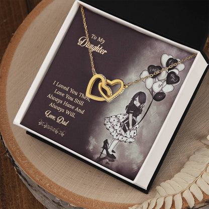 To My Daughter From Dad Interlocking Hearts Necklace