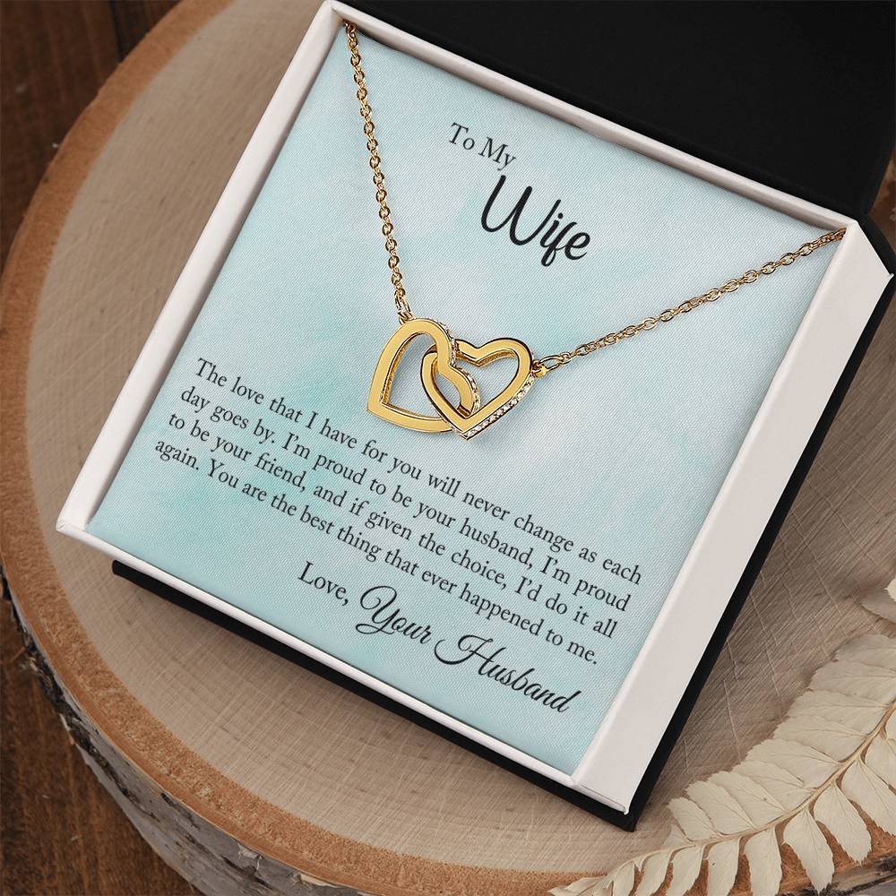 Gift For Wife - Interlocking Hearts Necklace Symbol Of Never-Ending Love