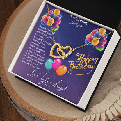 Happy Birthday Daughter Interlocking Hearts Necklace
