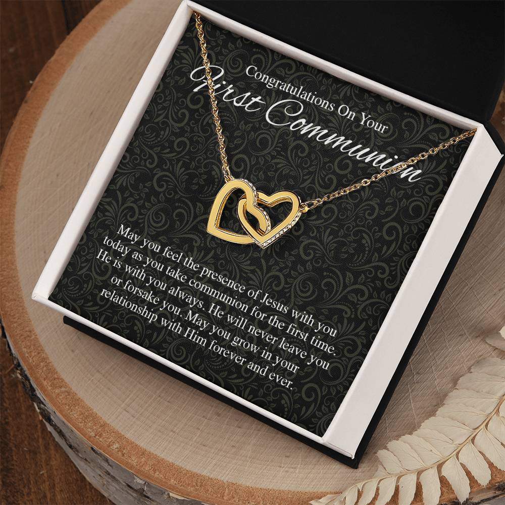 22 Congratualtions On Your First Communion V1 Interlocking Hearts Interlocking Hearts Necklace