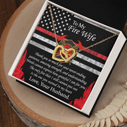 To My Fire Wife Interlocking Hearts Necklace