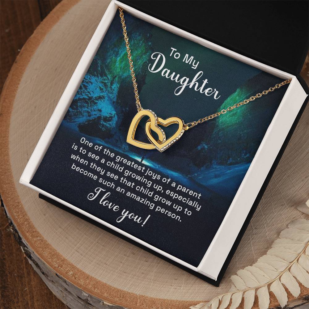 Gift For Bonus Daughter Personalized Gift Necklace For Bonus Daughter Heart Necklace For Stepdaughter Adopted Daughter Foster Daughter Interlocking Hearts Necklace