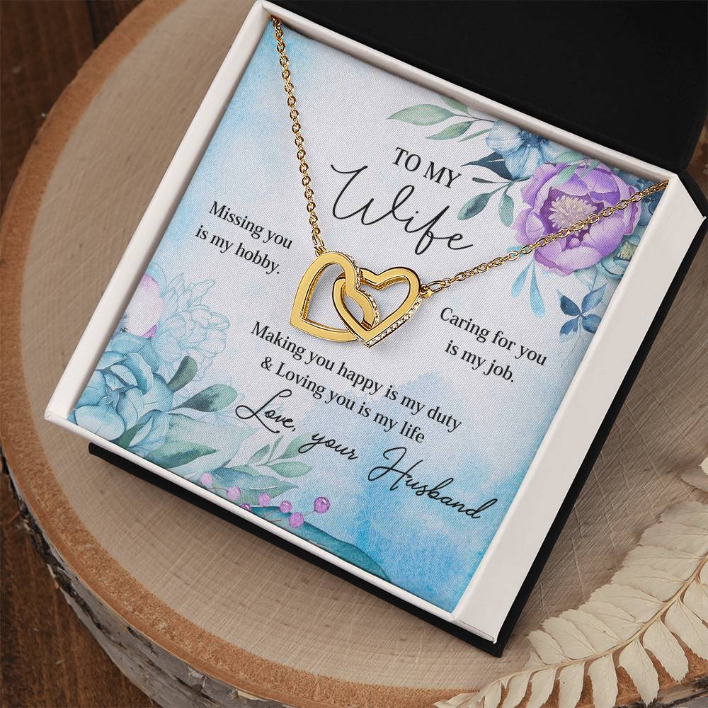 Making You Happy Is My Duty - Great Gift For Wife Interlocking Hearts Necklace