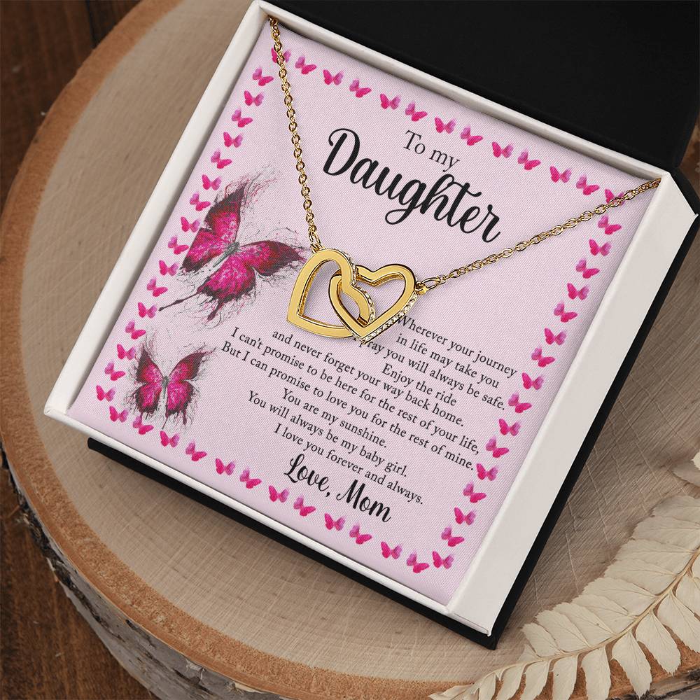 To My Daughter - I Love You Forever And Always - Love Mom Interlocking Hearts Necklace
