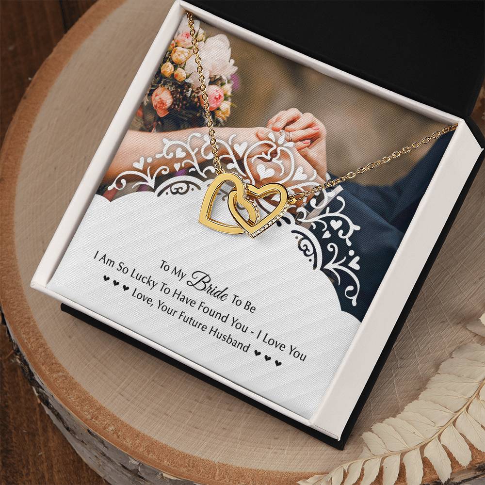 To My Bride To Be . Gift For Fiancee Interlocking Hearts Necklace