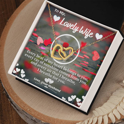 Husband To Wife Necklace Gift With Message Card Interlocking Hearts Necklace