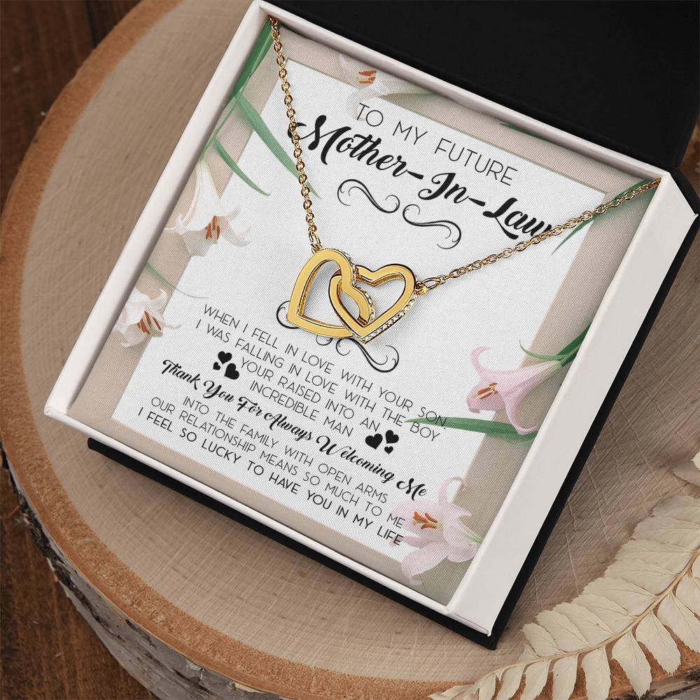 To My Future Mother In Law Mother In Law Necklace Mother In Law Wedding Gift Mother In Law Wedding Card Mother In Law Love Knot Necklace Interlocking Hearts Necklace
