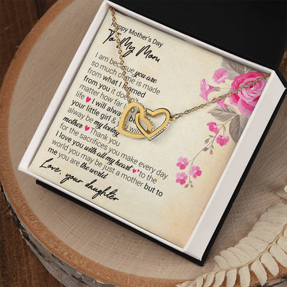 Happy Mother'S Day I Am Because You Are So Much Of Me. Interlocking Hearts Necklace
