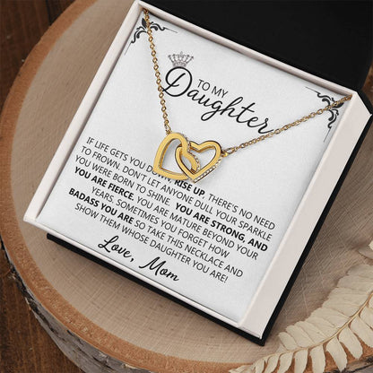 To My Daughter - Straighten Your Crown Unique Interlocking Hearts Binding Necklace Gift Set Interlocking Hearts Necklace