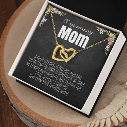 To My Mom - From Your Favorite Nurse Interlocking Hearts Necklace