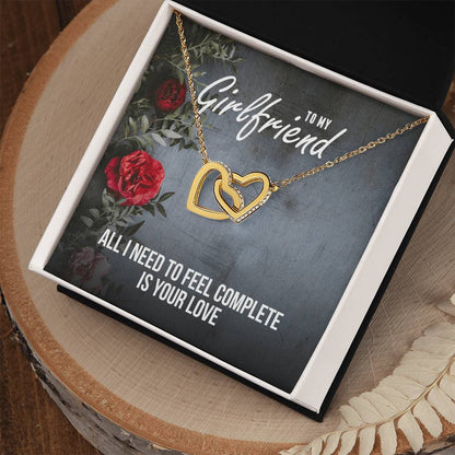 Interlocking Hearts - Romantic Necklace - Roses Gift Card Interlocking Hearts Necklace