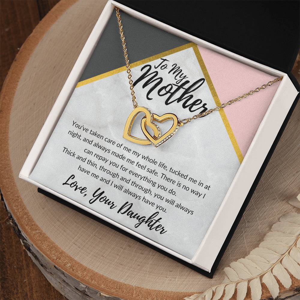 To My Mother - Through Thick And Thin - Necklace Interlocking Hearts Necklace