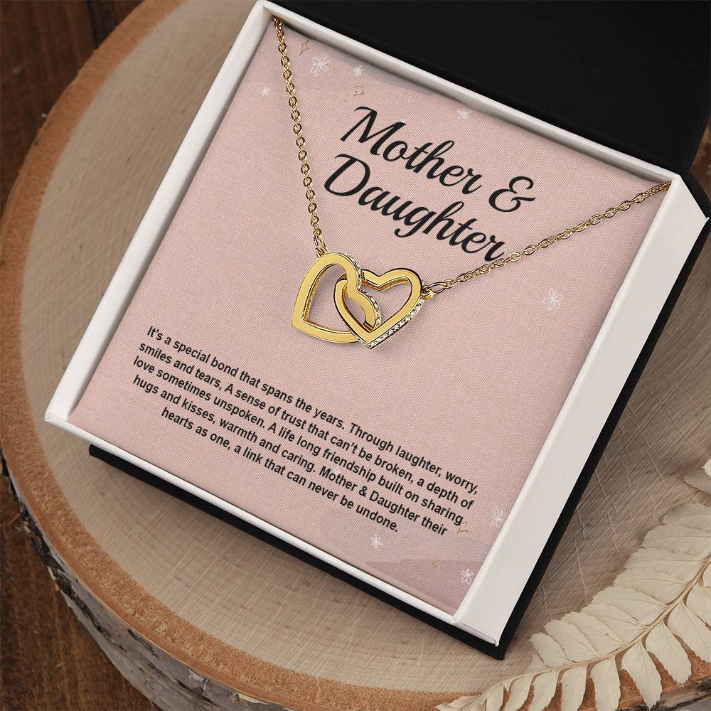 Mother Daughter It'S A Special Bond That Spans The Years Interlocking Hearts Necklace