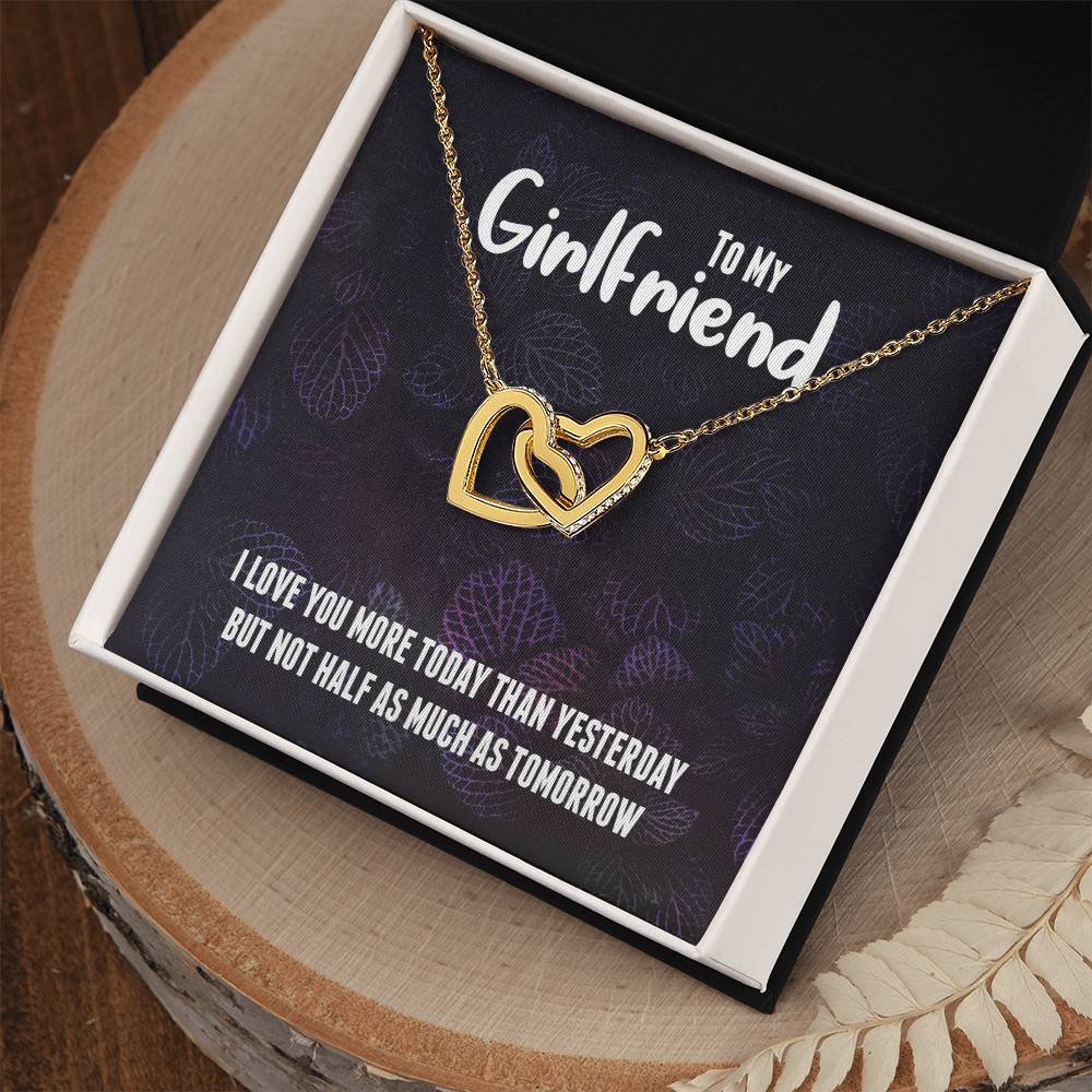 Beautiful Girlfriend Necklace Gift - I Love You Interlocking Hearts Necklace