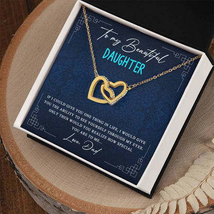 Special Gift For Daughter From Dad Interlocking Hearts Necklace