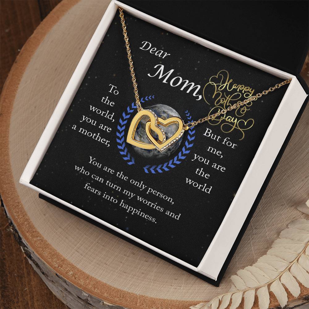 Dear Mom You Are The World Two Hearts Necklace Interlocking Hearts Necklace