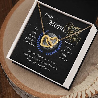 Dear Mom You Are The World Two Hearts Necklace Interlocking Hearts Necklace