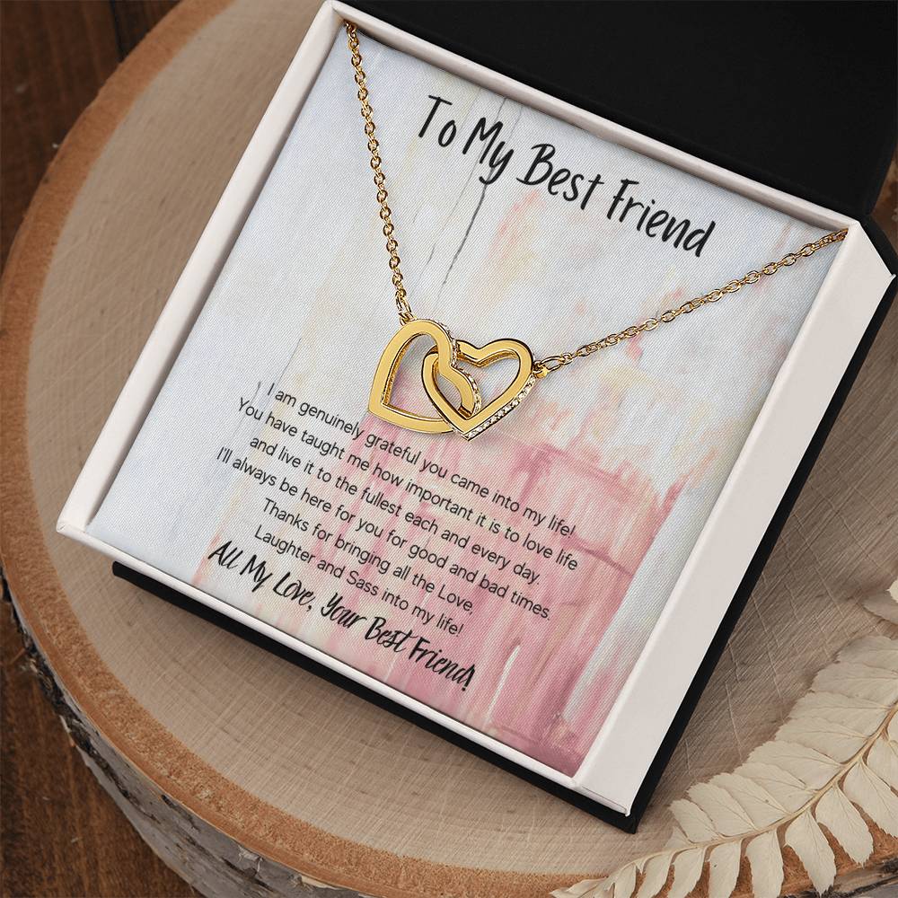 To My Best Friend Interlocking Hearts Necklace