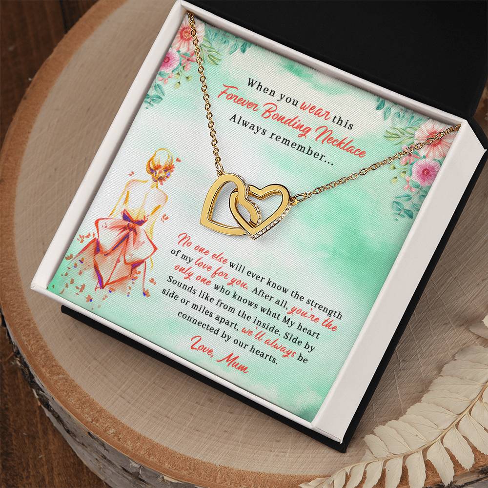 To My Daughter - Unique Heart Bonding Necklace Gift Set Interlocking Hearts Necklace