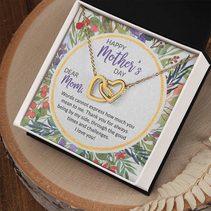 Mother'S Day Collection Interlocking Hearts Necklace - Floral Celebration !