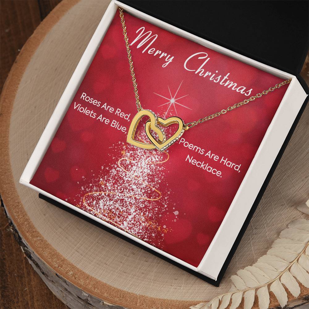 Roses Are Red Violets Are Blue Poems Are Heard Necklace. Christmas Gift Xmas Necklace Gift Interlocking Hearts Necklace