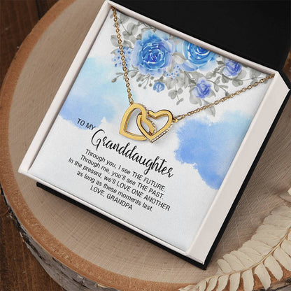 To My Granddaughter From Grandpa - We'Ll Love One Another Interlocking Hearts Necklace