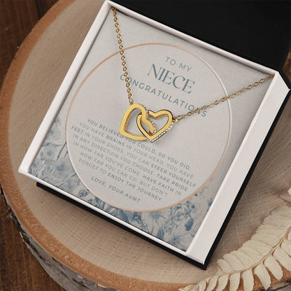 To My Niece Live Your Dreams Necklace Gift For Niece From Aunt Niece Birthday Graduation Christmas Present Interlocking Hearts Necklace
