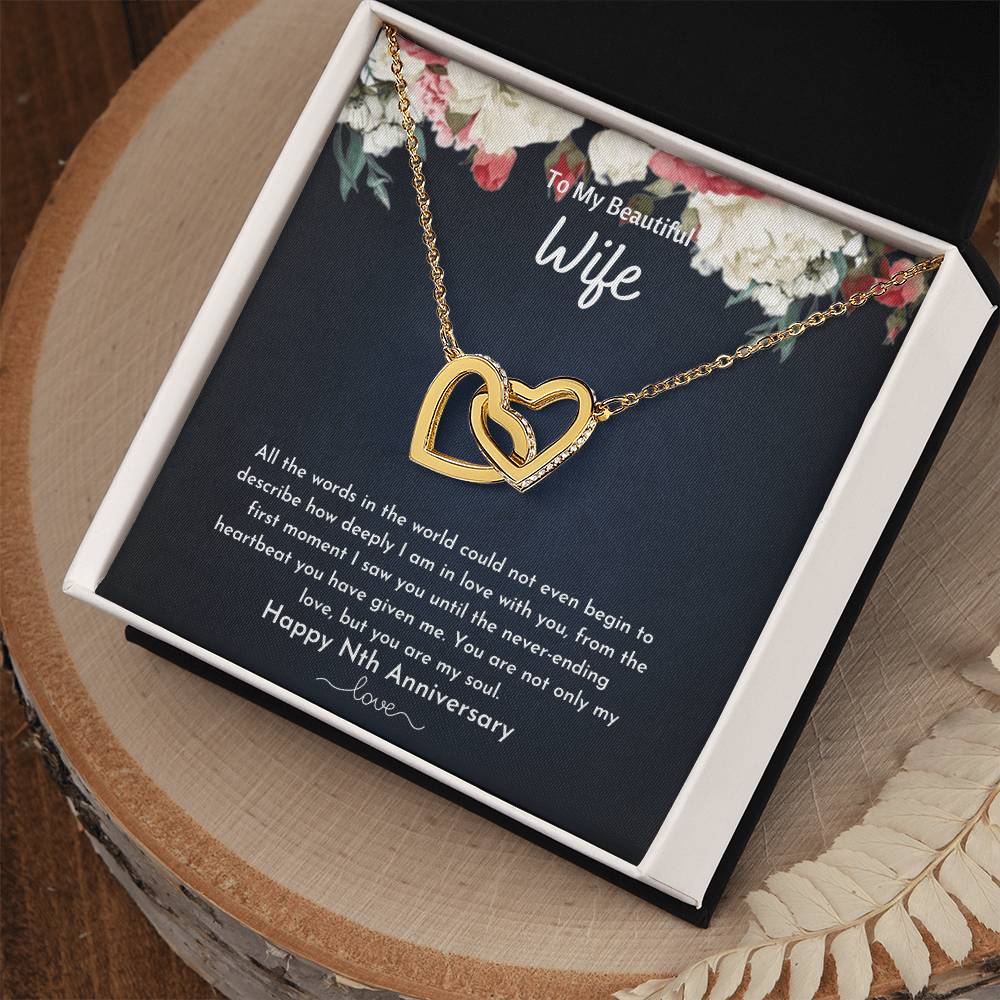 To My Beautiful Wife - Nth Anniversary - Double Heart Interlocking Hearts Necklace