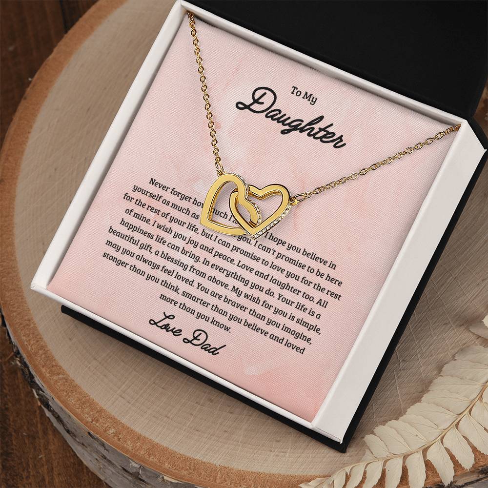 To My Daughter Joy & Peace From Dad Interlocked Hearts Necklace Interlocking Hearts Necklace