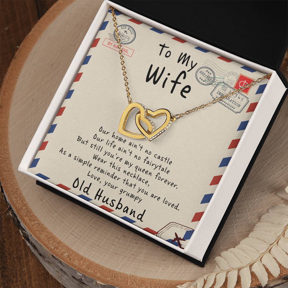 To My Wife - I Love You Message - Tmw17 Interlocking Hearts Necklace