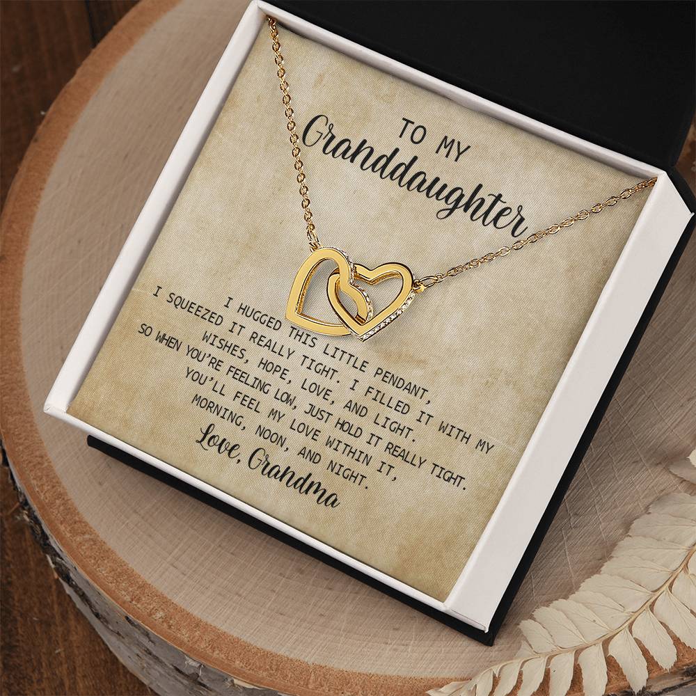 To My Granddaughter - I Love You Message - Tmg03 Interlocking Hearts Necklace