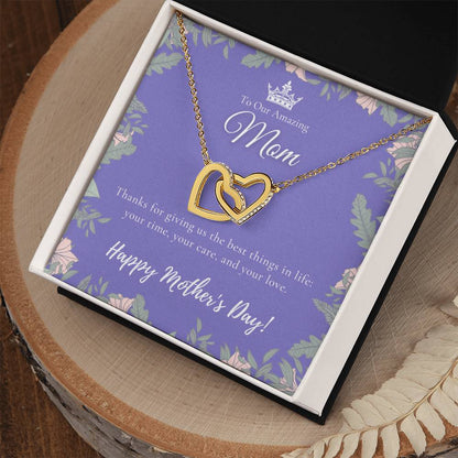 To Our Amazing Mom Necklace Happy Mother’S Day Gift Personalized Mom Gift Mothers Necklace Gift For Mom Best Mom Gift Interlocking Hearts Necklace
