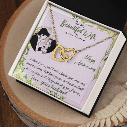 I Choose You Anniversary - Anniversary Gift For Wife Interlocking Hearts Necklace