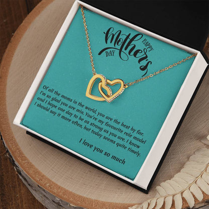 Of All Of The Moms- Interlocked Interlocking Hearts Necklace