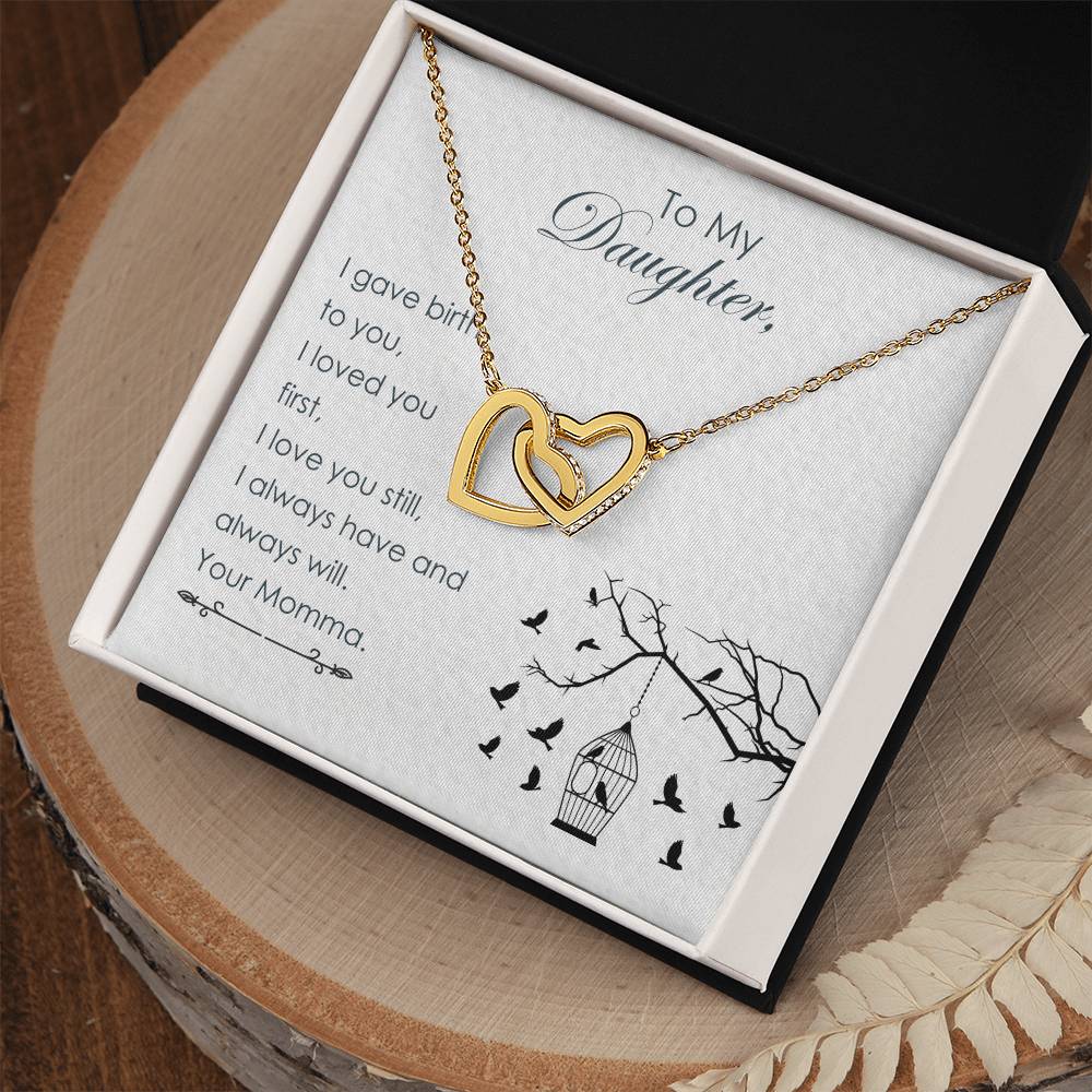 To My Daughter - Interlocking Hearts Necklace2