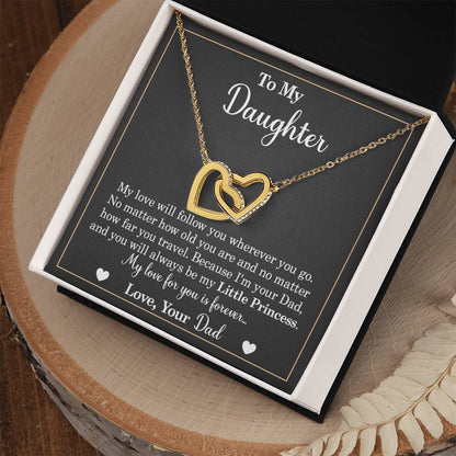To My Daughter - My Love Will Follow You Wherever You Go - Interlocking Heart Necklace Interlocking Hearts Necklace