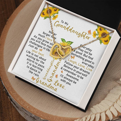To My Granddaughter - Interlocking Hearts Necklace