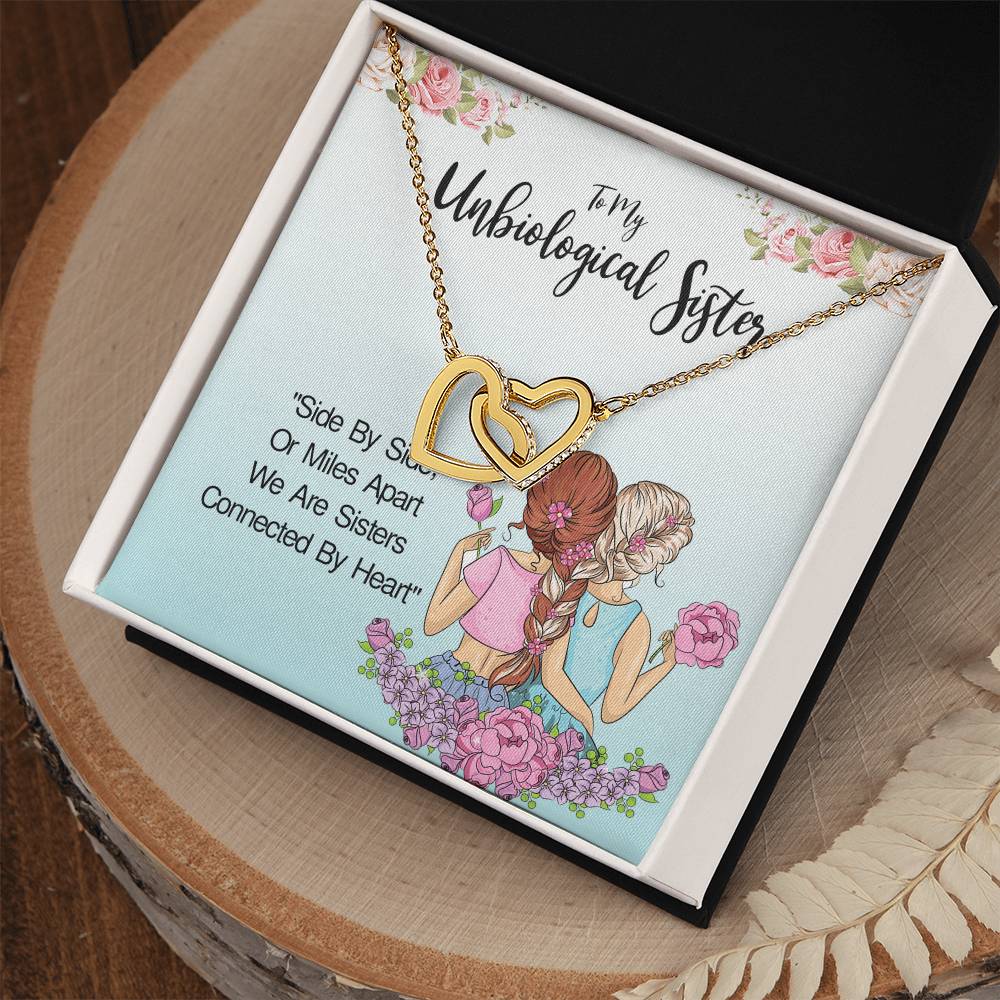 Unbiological Sister- Soul Sisters Necklace Bff Necklace Best Friend Gift Jewelry Interlocking Hearts Necklace