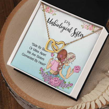 Unbiological Sister- Soul Sisters Necklace Bff Necklace Best Friend Gift Jewelry Interlocking Hearts Necklace
