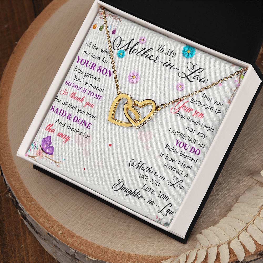 To My Mother In Law Love Family Interlocking Hearts Necklace