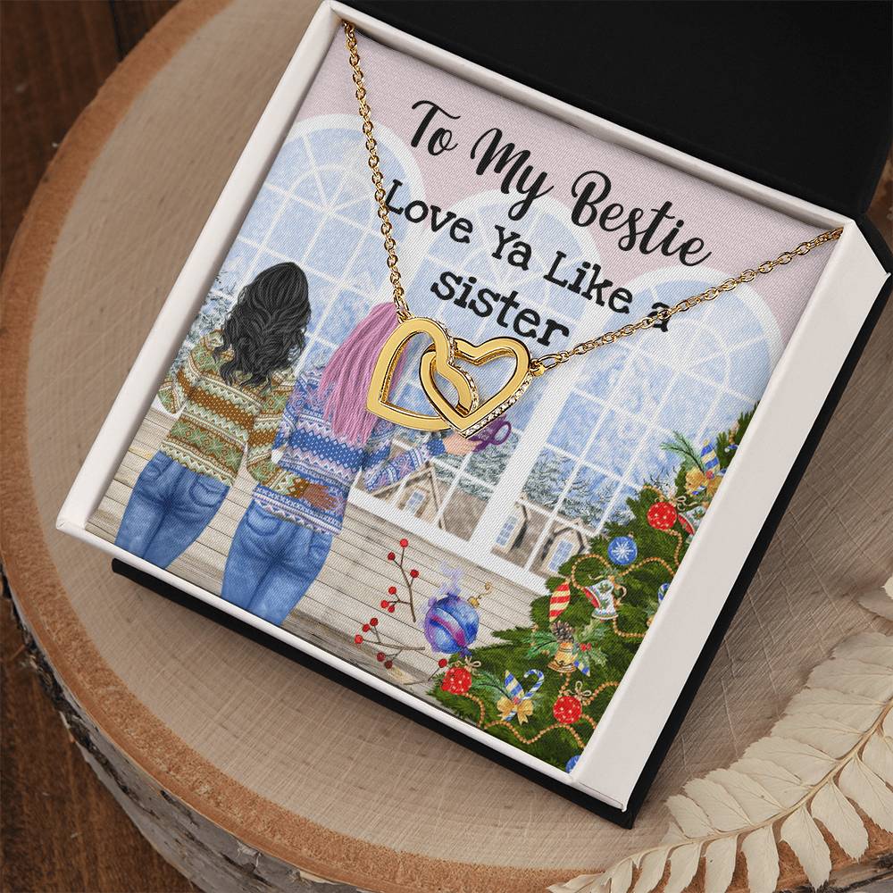 Bestie Linked Hearts Necklace Interlocking Hearts Necklace