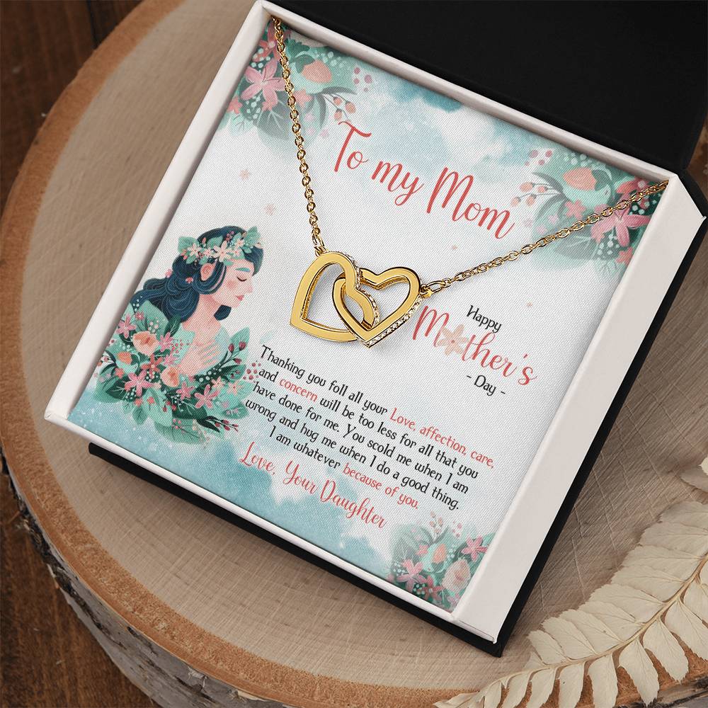 To My Mom - Happy Mother'S Day - Two Hearts Necklace Interlocking Hearts Necklace