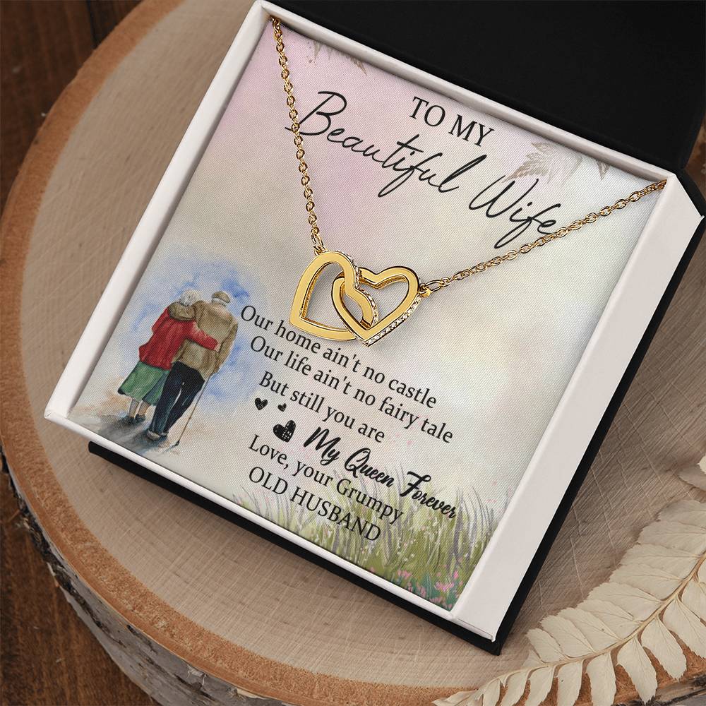 To My Beautiful Wife Interlocking Hearts Necklace Message Card