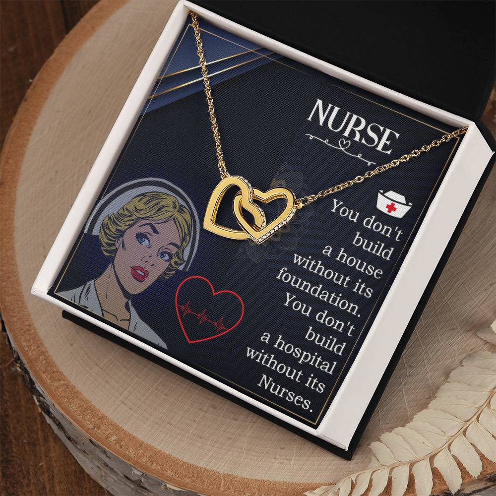 Never Ending Love For Nurse -Wife -Girlfriend Interlocking Hearts Necklace