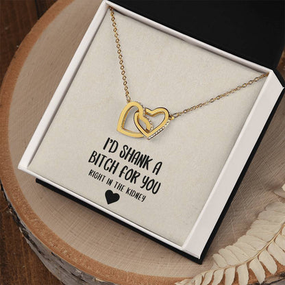 I'D Shank A Bitch For You Soul Sister Interlocking Heart Necklace Best Friend Gift Bff Gift Interlocking Hearts Necklace