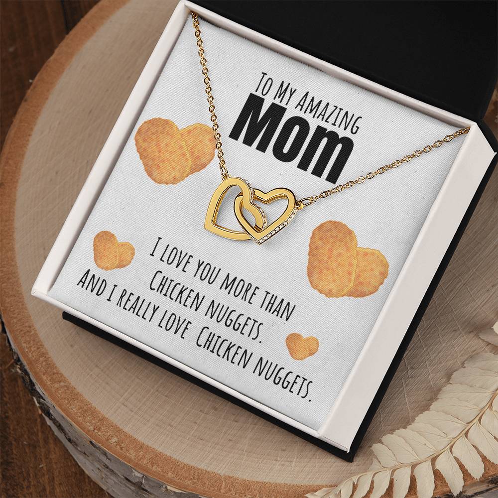 I Love You More Than Chicken Nuggets Interlocking Hearts Necklace
