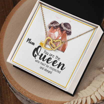 Mothers Day Gift - Gift From Daughter Son Interlocking Hearts Necklace