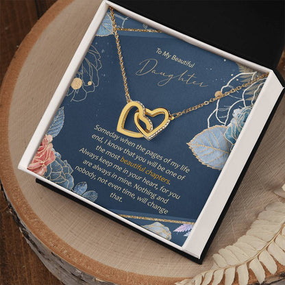 To Daughter - Most Beautiful Chapters In My Life Interlocking Hearts Interlocking Hearts Necklace